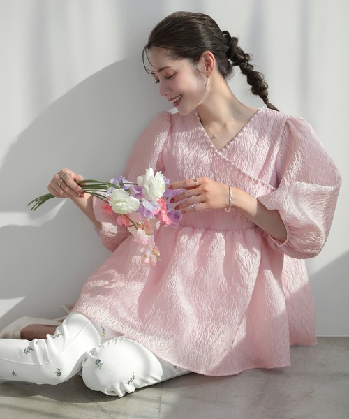 MERAKI（メラキ）の「シアージャガードパールブラウス（シャツ/ブラウス・レディース・ホワイト/ブルー/ピンク/ブラック・FREE）」の11枚目の写真