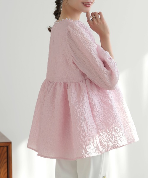 MERAKI（メラキ）の「シアージャガードパールブラウス（シャツ/ブラウス・レディース・ホワイト/ブルー/ピンク/ブラック・FREE）」の16枚目の写真