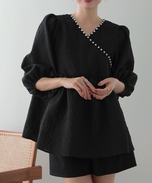 MERAKI（メラキ）の「シアージャガードパールブラウス（シャツ/ブラウス・レディース・ホワイト/ブルー/ピンク/ブラック・FREE）」の17枚目の写真