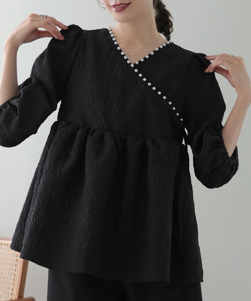 MERAKI（メラキ）の「シアージャガードパールブラウス（シャツ/ブラウス・レディース・ホワイト/ブルー/ピンク/ブラック・FREE）」の20枚目の写真