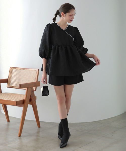 MERAKI（メラキ）の「シアージャガードパールブラウス（シャツ/ブラウス・レディース・ホワイト/ブルー/ピンク/ブラック・FREE）」の21枚目の写真