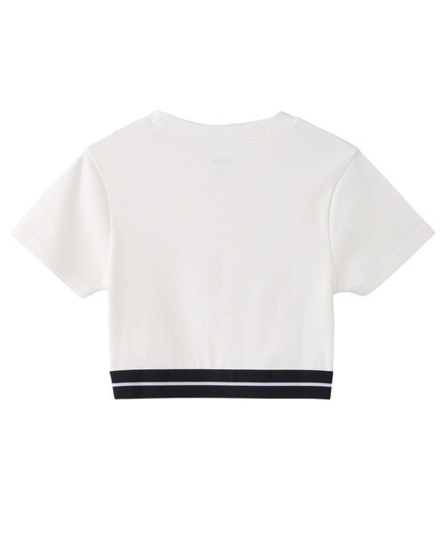 X-girl（エックスガール）の「LOGO AND STRIPE CROPPED S/S TOP（Tシャツ/カットソー・レディース・ホワイト/ブラック/マルチ・S/M）」の6枚目の写真