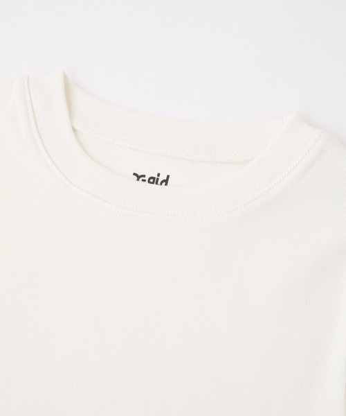 X-girl（エックスガール）の「LOGO AND STRIPE CROPPED S/S TOP（Tシャツ/カットソー・レディース・ホワイト/ブラック/マルチ・S/M）」の7枚目の写真