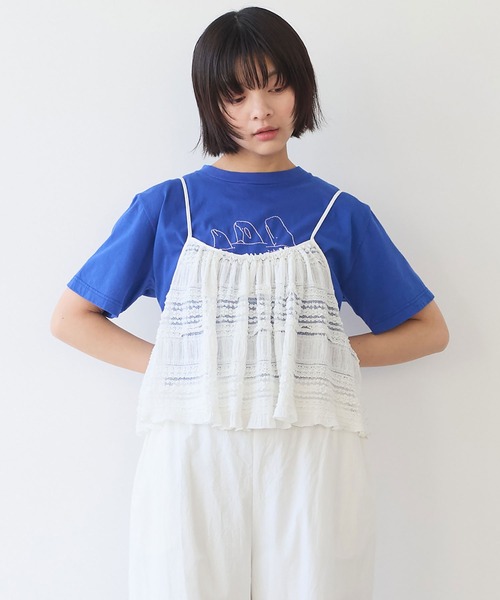 bulle de savon Lace×tulle frill ベスト　ホワイト bulle de savon（ビュルデサボン）の「Lace×tulle frill ベスト