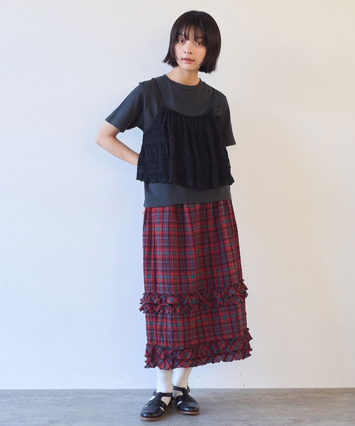 bulle de savon（ビュルデサボン）の「tiered lace ビスチェ（ベスト・レディース・ブラック/ホワイト・FREE）」の22枚目の写真