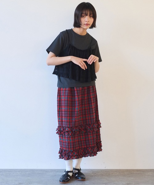 bulle de savon（ビュルデサボン）の「tiered lace ビスチェ（ベスト・レディース・ブラック/ホワイト・FREE）」の16枚目の写真