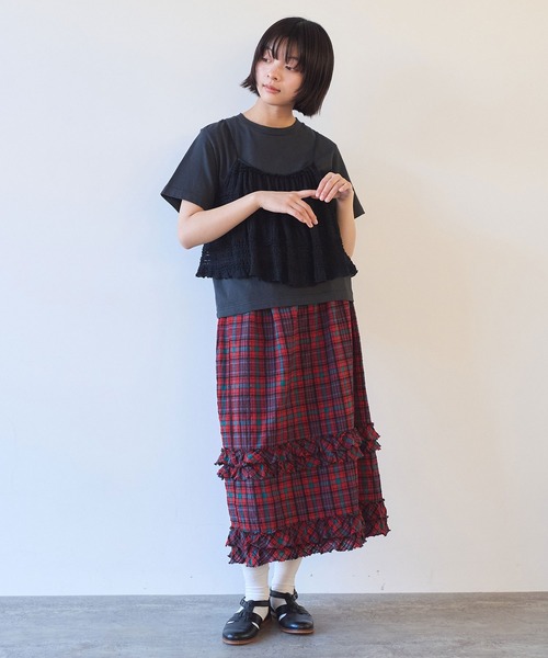 bulle de savon（ビュルデサボン）の「tiered lace ビスチェ（ベスト・レディース・ブラック/ホワイト・FREE）」の17枚目の写真