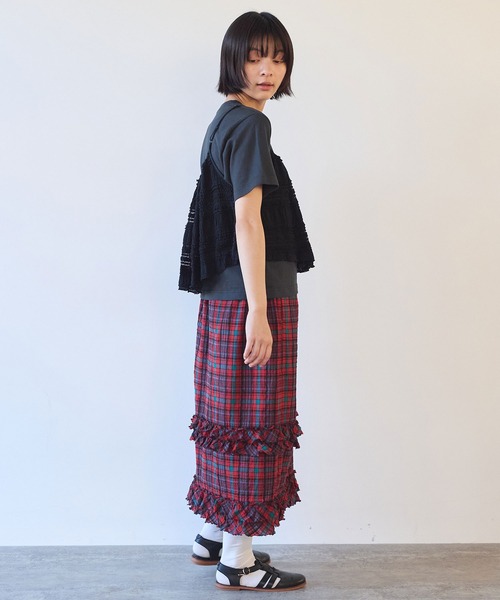 bulle de savon（ビュルデサボン）の「tiered lace ビスチェ（ベスト・レディース・ブラック/ホワイト・FREE）」の18枚目の写真