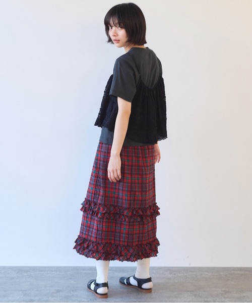 bulle de savon（ビュルデサボン）の「tiered lace ビスチェ（ベスト・レディース・ブラック/ホワイト・FREE）」の20枚目の写真