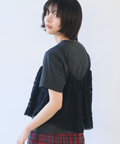 bulle de savon（ビュルデサボン）の「tiered lace ビスチェ（ベスト・レディース・ブラック/ホワイト・FREE）」の14枚目の写真