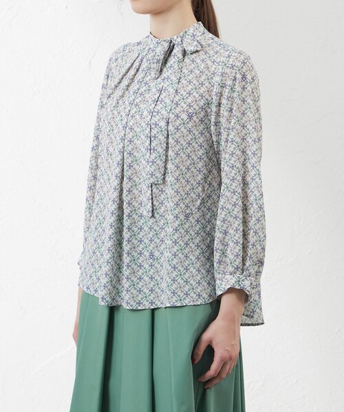 ブラウス シャツ 「Anniversary　Piece」「LIBERTY」Ribbon Medallion エアリージョーゼットブラウス レディース セール】【Anniversary Piece】【LIBERTY】Ribbon Medallion