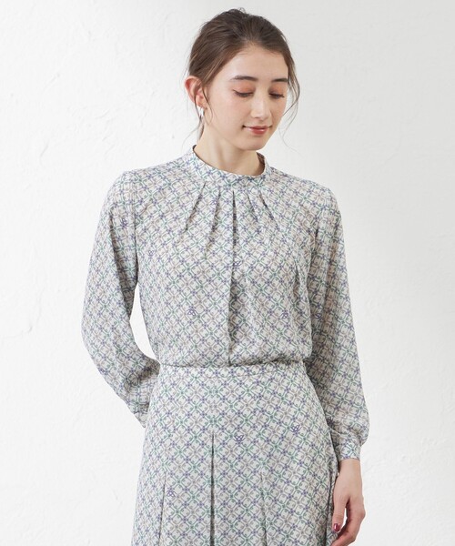 ブラウス シャツ 「Anniversary　Piece」「LIBERTY」Ribbon Medallion エアリージョーゼットブラウス レディース セール】【Anniversary Piece】【LIBERTY】Ribbon Medallion