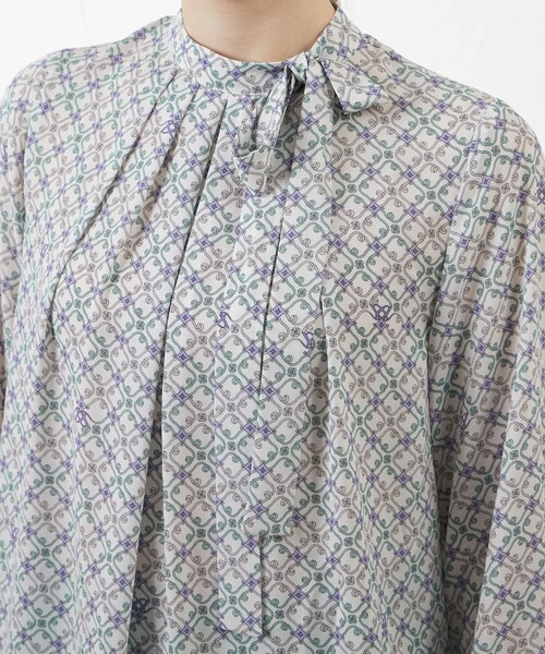 ブラウス シャツ 「Anniversary　Piece」「LIBERTY」Ribbon Medallion エアリージョーゼットブラウス レディース セール】【Anniversary Piece】【LIBERTY】Ribbon Medallion