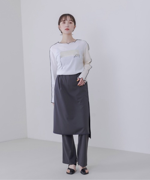 セール】箔バープリント テレコトップス（Tシャツ/カットソー
