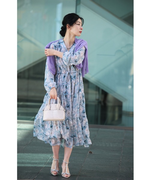 cawaii（カワイイ）の「春の日差しを浴びるブルーミングティアードワンピース（ワンピース・レディース・ブルー・M～Ｌ/LL～3L）」の14枚目の写真