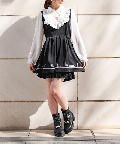 axes femme(アクシーズファム)の「キャット刺繍セットアップ(セットアップ・レディース・ワイン/ブラック・FREE)」の3枚目の写真