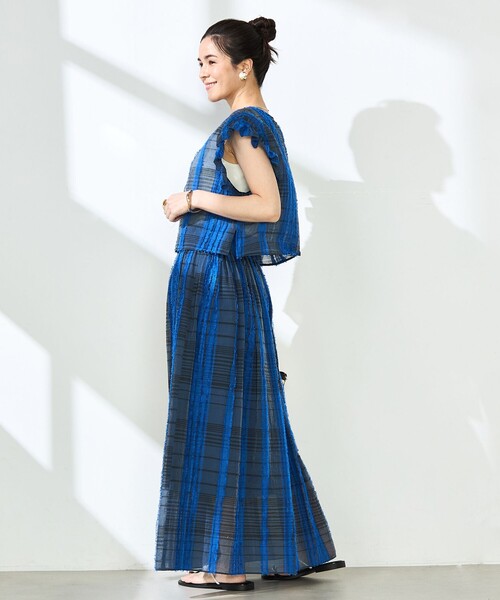 NOLLEY’S（ノーリーズ）の「《セットアップ対応》KIRYUチェック柄カットジャガードブラウス（シャツ/ブラウス・レディース・ブルー系その他6・38）」の9枚目の写真