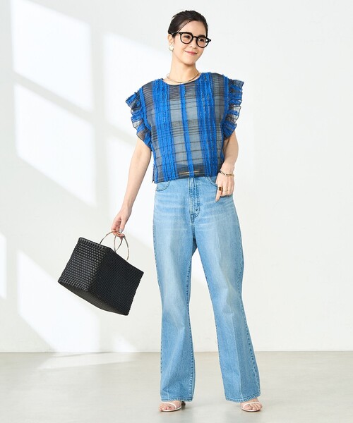 NOLLEY’S（ノーリーズ）の「《セットアップ対応》KIRYUチェック柄カットジャガードブラウス（シャツ/ブラウス・レディース・ブルー系その他6・38）」の14枚目の写真