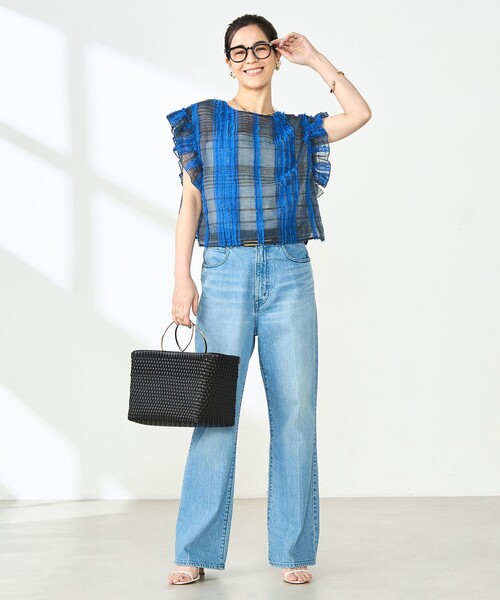 NOLLEY’S（ノーリーズ）の「《セットアップ対応》KIRYUチェック柄カットジャガードブラウス（シャツ/ブラウス・レディース・ブルー系その他6・38）」の15枚目の写真