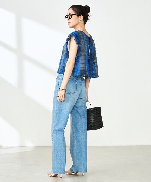 NOLLEY’S（ノーリーズ）の「《セットアップ対応》KIRYUチェック柄カットジャガードブラウス（シャツ/ブラウス・レディース・ブルー系その他6・38）」の19枚目の写真