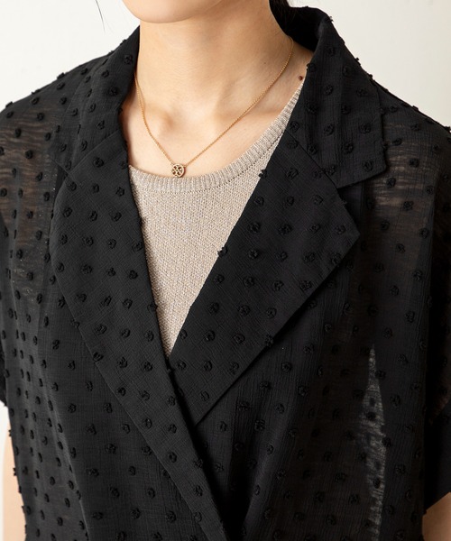 MILLION CARATS（ミリオンカラッツ）の「軽やかさとモード感を纏う、春のシアーノットジャカードジャケット（その他アウター・レディース・ブラック/グレー・FREE）」の3枚目の写真