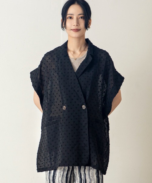 MILLION CARATS（ミリオンカラッツ）の「軽やかさとモード感を纏う、春のシアーノットジャカードジャケット（その他アウター・レディース・ブラック/グレー・FREE）」の18枚目の写真