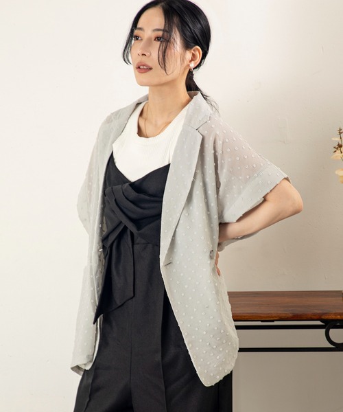 MILLION CARATS（ミリオンカラッツ）の「軽やかさとモード感を纏う、春のシアーノットジャカードジャケット（その他アウター・レディース・ブラック/グレー・FREE）」の20枚目の写真