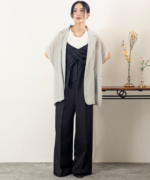 MILLION CARATS（ミリオンカラッツ）の「軽やかさとモード感を纏う、春のシアーノットジャカードジャケット（その他アウター・レディース・ブラック/グレー・FREE）」の9枚目の写真