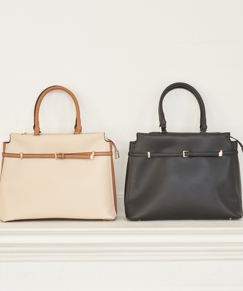 tocco closet（トッコ　クローゼット）の「ベルト付きフェイクレザーバッグ（ハンドバッグ・レディース・アイボリー/ブラック・FREE）」の9枚目の写真