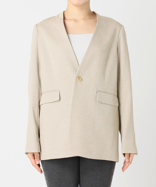 JOURNAL STANDARD relume(ジャーナルスタンダード レリューム)の「《追加》LINYツイルノーカラージャケット(その他アウター・レディース・チャコールグレー/アイボリー・36/38)」の5枚目の写真