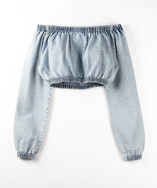 me+em select(ミームセレクト)の「【 2color 】ヴィンテージデニムギャザーオフショルトップス / vintage denim gathered off shoulder topS(その他トップス・レディース・ブルー/ブラック・FREE)」の22枚目の写真