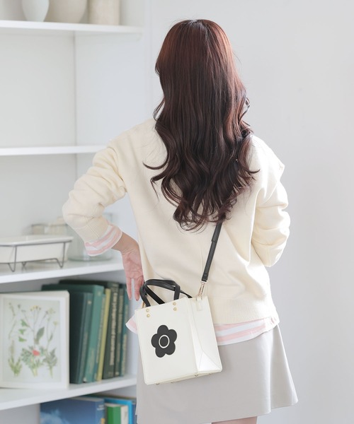 MARY QUANT ミニハンドバッグ グリーン/ホワイト セール】デイジーパッチショッパー 2WAYミニトート（トート