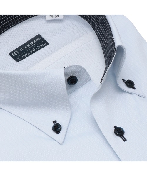 TOKYO SHIRTS（トウキョウシャツ）の「【Layered Cool】 形態安定ノーアイロン ボタンダウン 長袖ビジネスワイシャツ（ビジネスシャツ・メンズ・サックスブルー・首回り39cm-裄丈80cm/首回り39cm-裄丈84cm/首回り41cm-裄丈82cm/首回り41cm-裄丈86cm/首回り42cm-裄丈82cm/首回り43cm-裄丈86cm/首回り37cm-裄丈80cm/首回り42cm-裄丈86cm/首回り43cm-裄丈82cm）」の4枚目の写真