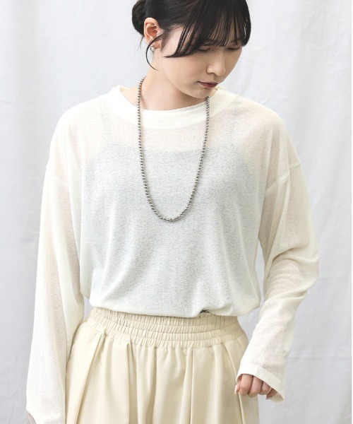 HONEYSUCKLE ROSE(ハニーサックルローズ)の「HONEYSUCKLE ROSE(ハニーサックルローズ)【レディース】シアースラブ長袖Tシャツ(Tシャツ/カットソー・レディース・ピンク/オフホワイト/ブラック・L/M)」の2枚目の写真