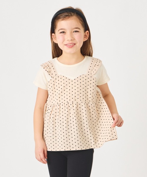 ever closet（エバークローゼット）の「ドッキングTシャツ（Tシャツ/カットソー・キッズ・アイボリー/ブルー系その他2/ホワイト系その他2/ホワイト系その他/ピンク/ブルー系その他/ミント・90cm/100cm/110cm/120cm/130cm/140cm）」の3枚目の写真