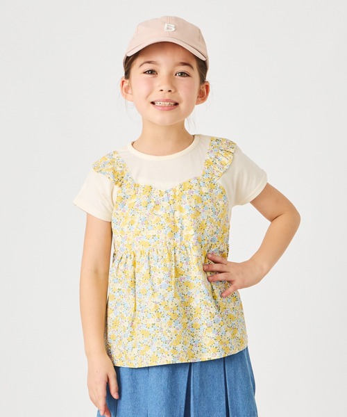 ever closet（エバークローゼット）の「ドッキングTシャツ（Tシャツ/カットソー・キッズ・アイボリー/ブルー系その他2/ホワイト系その他2/ホワイト系その他/ピンク/ブルー系その他/ミント・90cm/100cm/110cm/120cm/130cm/140cm）」の4枚目の写真