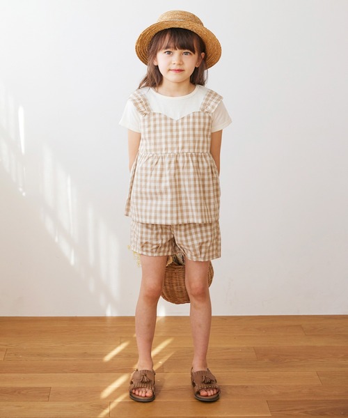 ever closet（エバークローゼット）の「ドッキングTシャツ（Tシャツ/カットソー・キッズ・アイボリー/ブルー系その他2/ホワイト系その他2/ホワイト系その他/ピンク/ブルー系その他/ミント・90cm/100cm/110cm/120cm/130cm/140cm）」の2枚目の写真