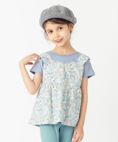 ever closet（エバークローゼット）の「ドッキングTシャツ（Tシャツ/カットソー・キッズ・アイボリー/ブルー系その他2/ホワイト系その他2/ホワイト系その他/ピンク/ブルー系その他/ミント・90cm/100cm/110cm/120cm/130cm/140cm）」の6枚目の写真