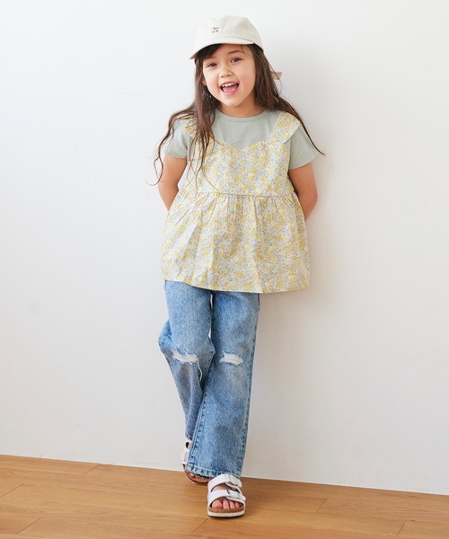 ever closet（エバークローゼット）の「ドッキングTシャツ（Tシャツ/カットソー・キッズ・アイボリー/ブルー系その他2/ホワイト系その他2/ホワイト系その他/ピンク/ブルー系その他/ミント・90cm/100cm/110cm/120cm/130cm/140cm）」の12枚目の写真