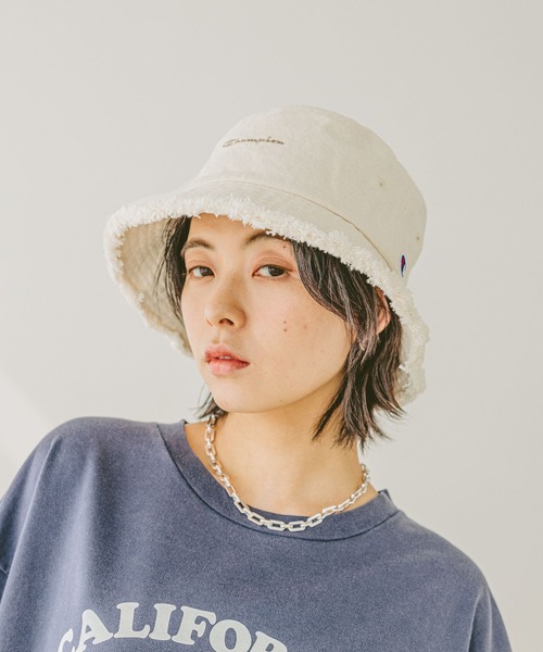 Champion（チャンピオン）の「【Champion(チャンピオン)】別注フリンジバケットハット（ハット・レディース・ブラック/オフホワイト・FREE）」の3枚目の写真