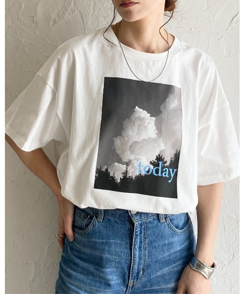 セール】オーバーサイズ半袖ロゴフォト箔プリントTシャツ（T