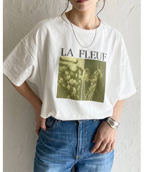 セール】オーバーサイズ半袖ロゴフォト箔プリントTシャツ（T