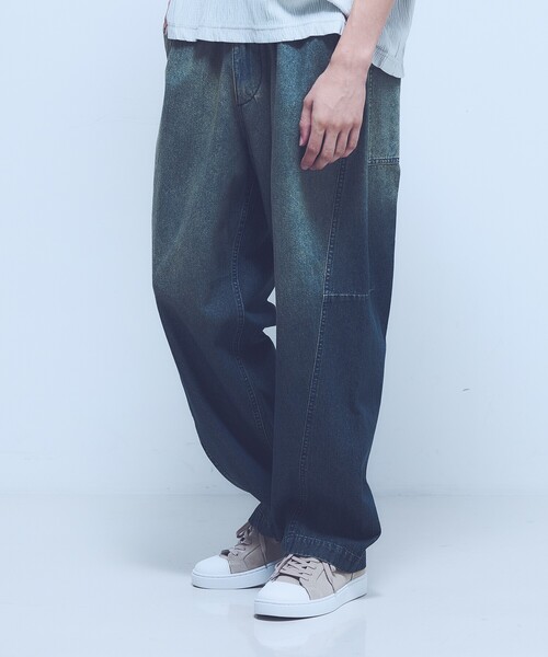 ABAHOUSE（アバハウス）の「【ヴィンテージ加工】 LIGHT CURVED DENIM /ワイドデニム/ライトオンスデニム（デニムパンツ・メンズ・インディゴブルー/ブルー/ブラック/ブルー系その他/ベージュ系その他・44/46/48）」の5枚目の写真