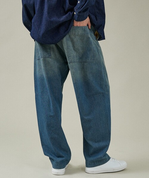 ABAHOUSE（アバハウス）の「【ヴィンテージ加工】 LIGHT CURVED DENIM /ワイドデニム/ライトオンスデニム（デニムパンツ・メンズ・インディゴブルー/ブルー/ブラック/ブルー系その他/ベージュ系その他・44/46/48）」の21枚目の写真
