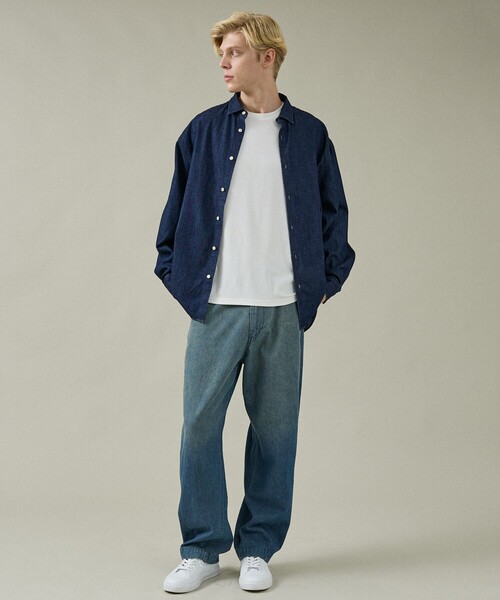 ABAHOUSE（アバハウス）の「【ヴィンテージ加工】 LIGHT CURVED DENIM /ワイドデニム/ライトオンスデニム（デニムパンツ・メンズ・インディゴブルー/ブルー/ブラック/ブルー系その他/ベージュ系その他・44/46/48）」の22枚目の写真