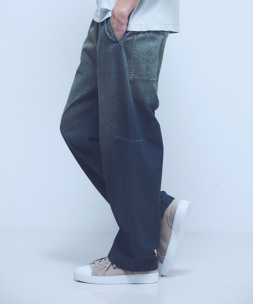 ABAHOUSE（アバハウス）の「【ヴィンテージ加工】 LIGHT CURVED DENIM /ワイドデニム/ライトオンスデニム（デニムパンツ・メンズ・インディゴブルー/ブルー/ブラック/ブルー系その他/ベージュ系その他・44/46/48）」の19枚目の写真