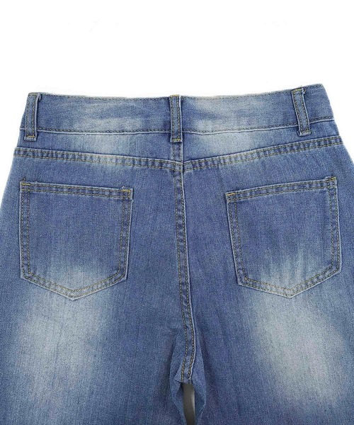 DAY CLOSET(デイ クローゼット)の「レディース タックインも映える。ウォッシュ加工ワイドストレートデニムパンツ(デニムパンツ・レディース・ブラック/ブルー・XL/M/L)」の10枚目の写真