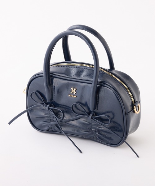 one after another NICE CLAUP（ワンアフターアナザーナイスクラップ）の「リボンシャーリングバッグ（ショルダーバッグ・レディース・アイボリー/ブラック/ネイビー・FREE）」の3枚目の写真