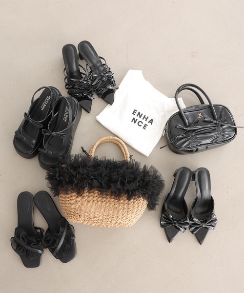 one after another NICE CLAUP（ワンアフターアナザーナイスクラップ）の「リボンシャーリングバッグ（ショルダーバッグ・レディース・アイボリー/ブラック/ネイビー・FREE）」の18枚目の写真