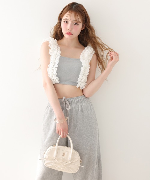 one after another NICE CLAUP（ワンアフターアナザーナイスクラップ）の「リボンシャーリングバッグ（ショルダーバッグ・レディース・アイボリー/ブラック/ネイビー・FREE）」の12枚目の写真